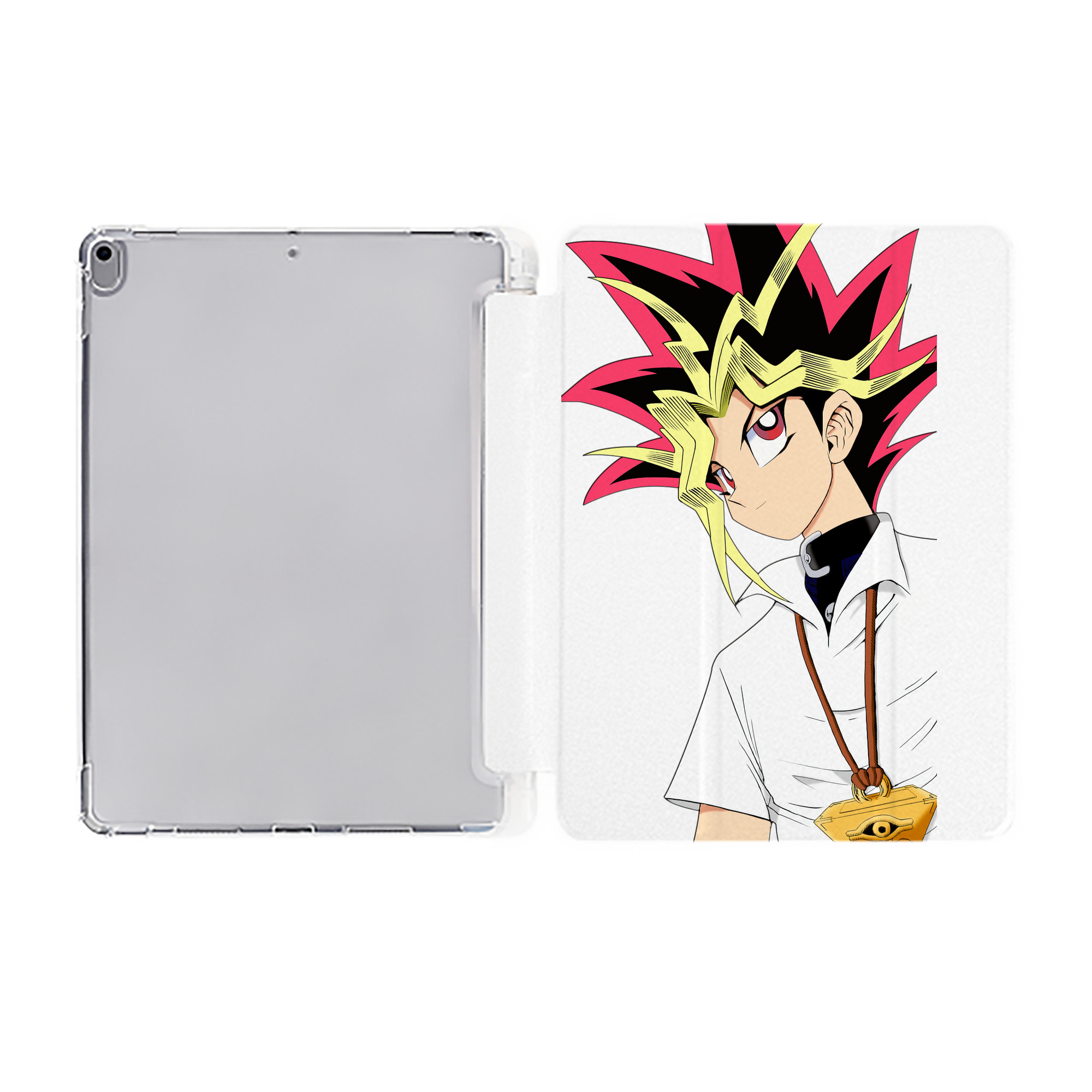 （画像用） 遊☆戯☆王 Yu-Gi-Oh! IPad ケース ペン収納付き 三つ折りスタンド PUレザー×シリコン 対応機種9.5/10.5/10.9インチ